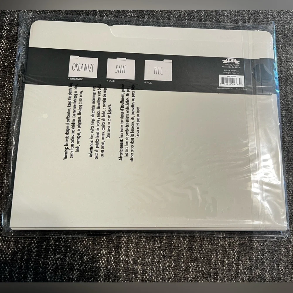 NWT Rae Dunn 12 Tan file folders ORGANIZE SAVE FILE - Sealed